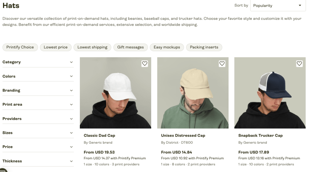 Print-on-Demand Idea 14. Hats